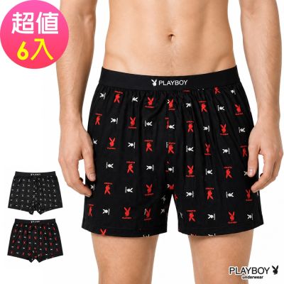 PLAYBOY涼感COOL AIR瞬涼嫘縈兔頭印花四角褲(6件組)