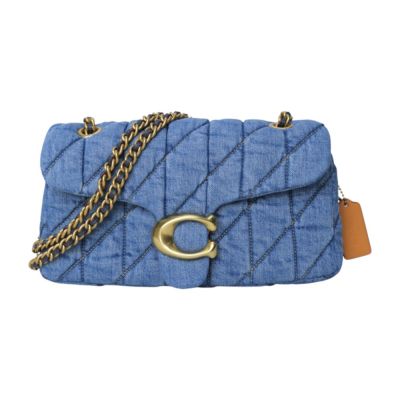 COACH-TABBY 26 金屬大C牛仔布鍊帶肩斜包(單寧藍)中