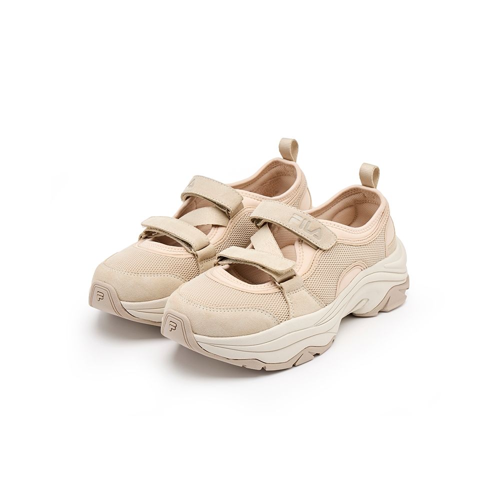 FILA  ALPHA RAY MJ 女休閒鞋 健走鞋 瑪莉珍鞋-灰/銀、米 兩色任選 (5-C625A) (5-C625A-260)