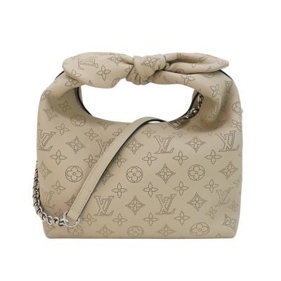 LOUIS VUITTON路易威登 Louis Vuitton LV路易威登 展示品 Mahina Why Not PM 鏤空雕花小牛皮扭結手提二用包(M20700-灰)