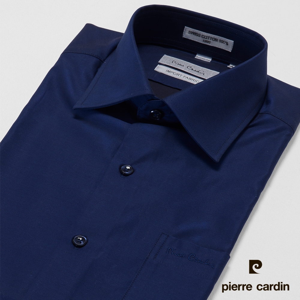pierre cardin シャツ M pierre cardin 皮爾卡登男襯衫高紗支綿柔透氣素色短袖襯衫_深藍