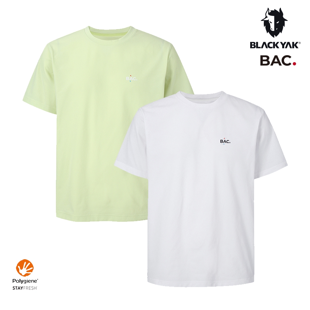 BLACKYAK 韓國 BACK PACKING圖騰短袖上衣[兩色可選] 銀離子 吸濕快乾 涼感 T恤 中性款 BYEB1NC506 (白色)