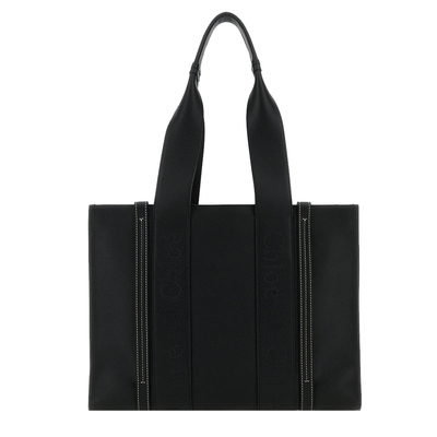 Chloe Woody tote bag新款粒面牛皮托特包(中號/黑色)
