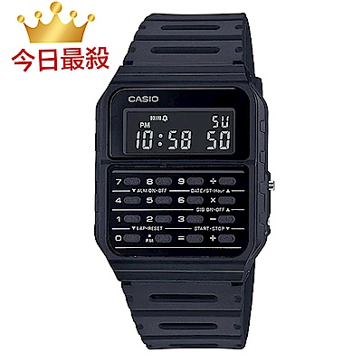 CASIO 復古經典造型計算機休閒腕錶-全新5色(CA-53WF系列)/34.4mm / 考試錶