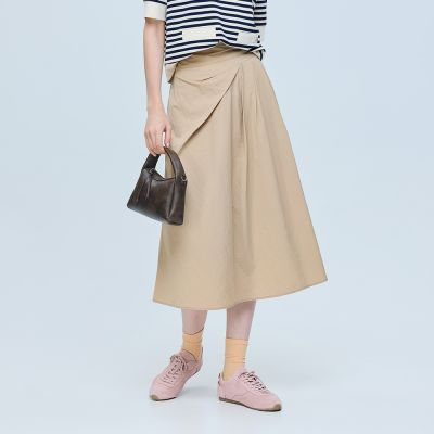 ILEY伊蕾 造型剪接薄風衣布長裙(卡其；M-XL)