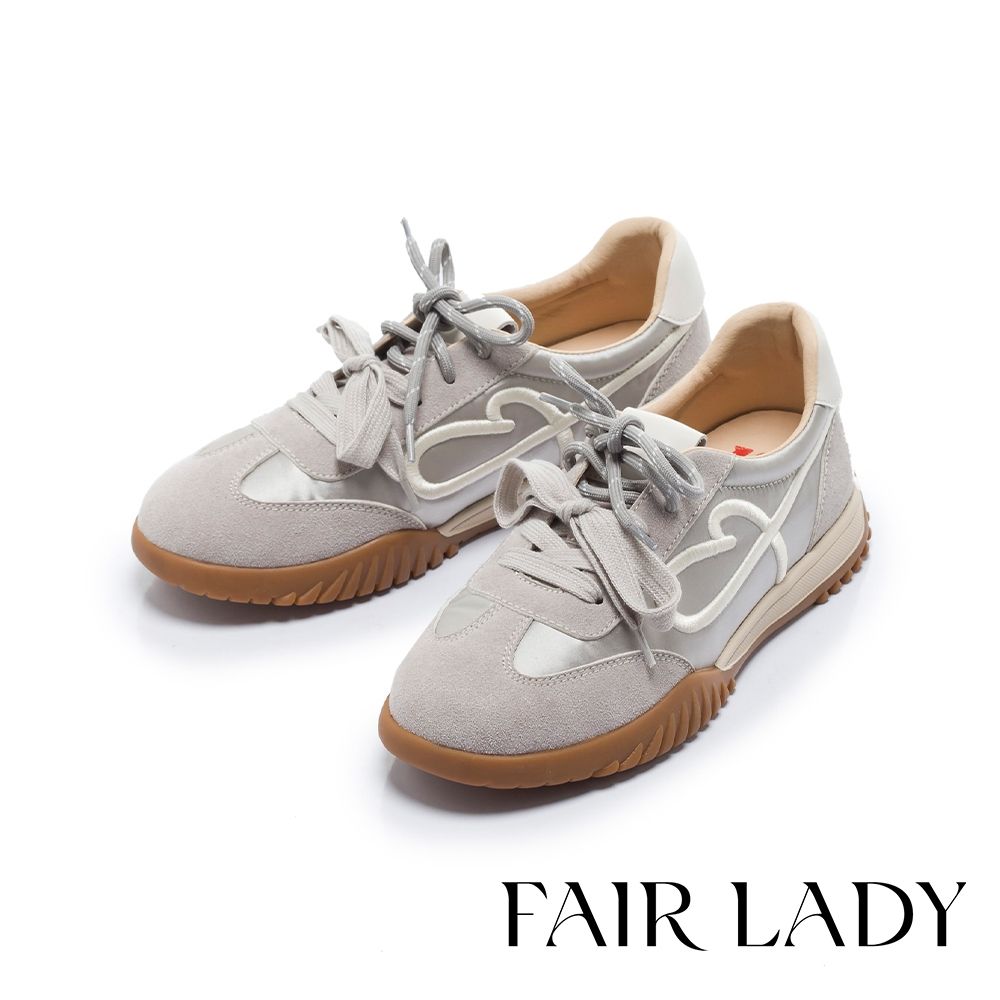 FAIR LADY 軟實力 復古拼色雙綁帶休閒鞋 灰 (5M3279)