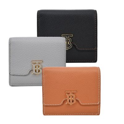 BURBERRY TB LOGO小牛皮對開短夾(任選)