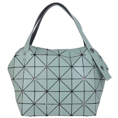 ISSEY MIYAKE 三宅一生 BAOBAO 淺綠色皮質三角格10x6手提/肩背包