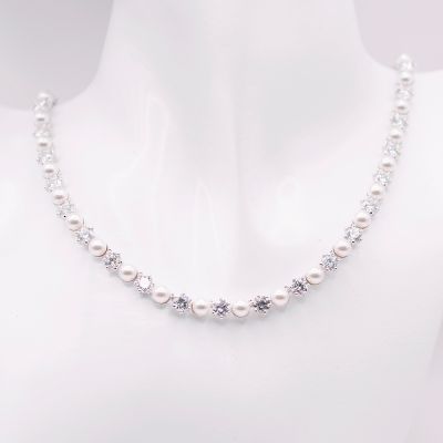 SWAROVSKI 施華洛世奇 Matrix Tennis 珍珠項鏈 鍍白金色