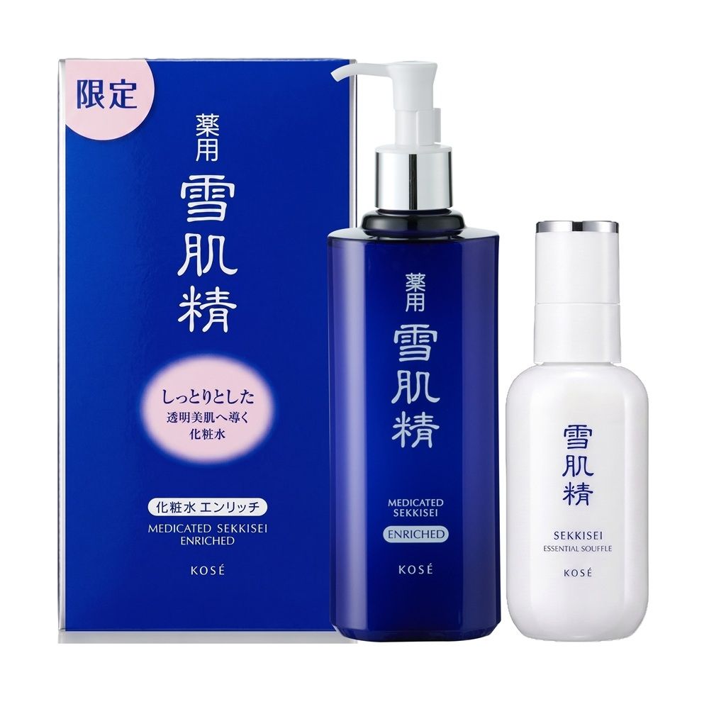 KOSE 高絲 雪肌精雙享禮盒組極潤型(雪肌精化妝水極潤型500ml+舒芙蕾精華乳140ml) 公司貨