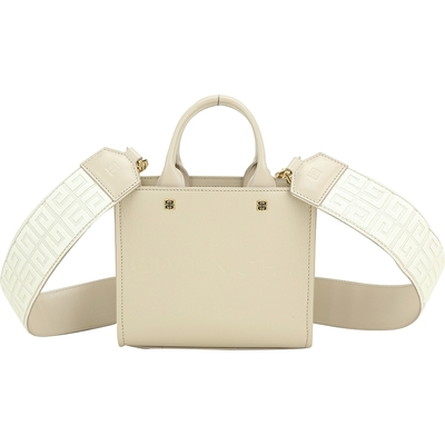 GIVENCHY G-Tote 字母壓印鞣製牛皮手提/斜背托特包(米白色)
