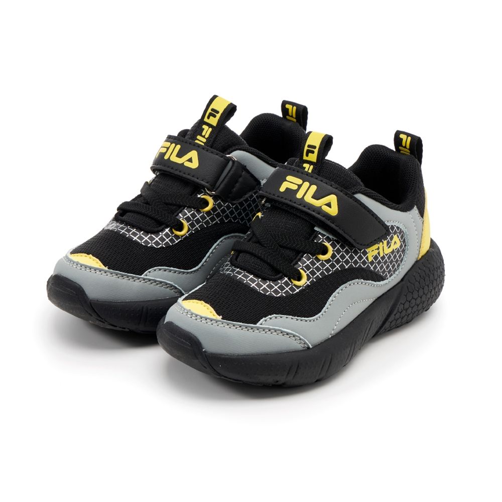 FILA KIDS 中童輕量慢跑運動鞋-黑黃 2-J832A-049