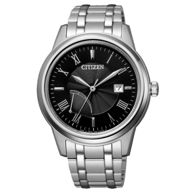 CITIZEN GENT S光動能時尚波動腕錶-銀X黑(AW7001-98E)/41mm