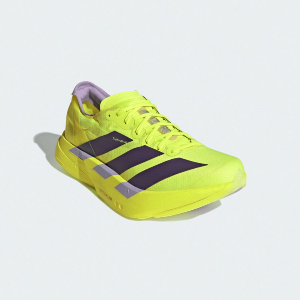 adidas 競速跑鞋Adizero Adios Pro 4 M 男鞋螢光黃紫緩震運動鞋愛迪達