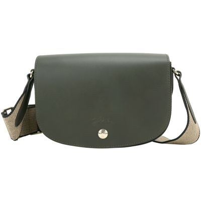 LONGCHAMP EPURE 光滑小牛皮斜背馬鞍包(S/墨綠)