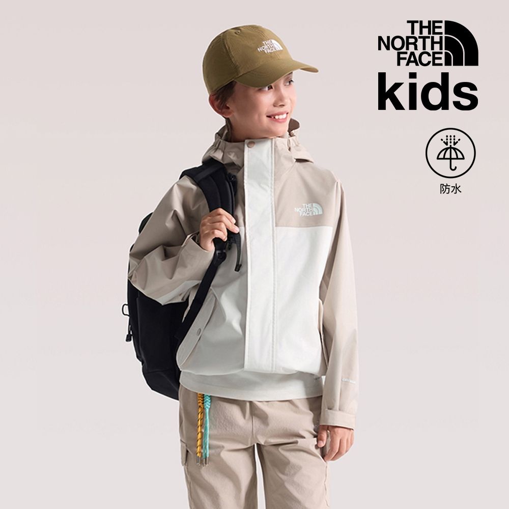 【The North Face 官方旗艦】北面M66兒童棕色DRYVENT防水連帽衝鋒衣｜8J7YSP8
