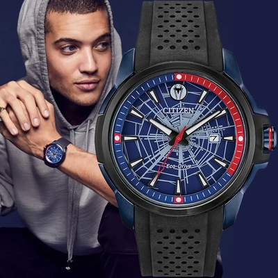 CITIZEN 星辰 漫威系列 蜘蛛人 光動能大三針手錶 AW1156-01W