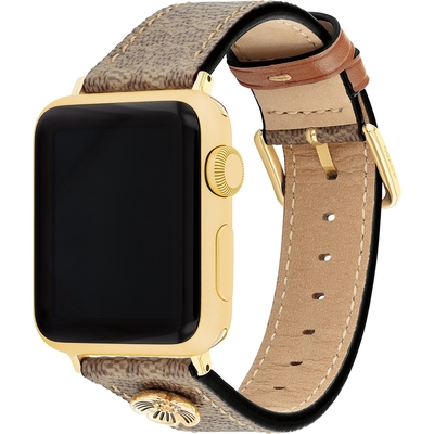 COACH Apple Watch 錶帶 38/40/41mm 適用 皮錶帶 周年慶獻禮 送禮推薦- 褐色C字(不含手錶)