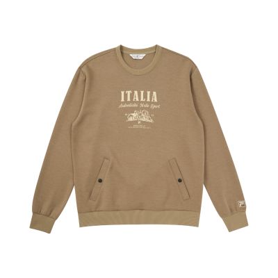 FILA 男長袖圓領T恤-卡其棕 1TEA-5433-OV