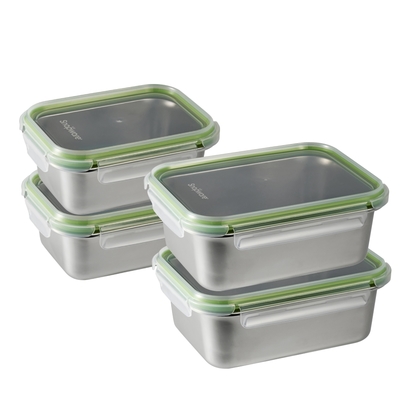 【美國康寧】Snapware 可微波304不鏽鋼保鮮盒4件組