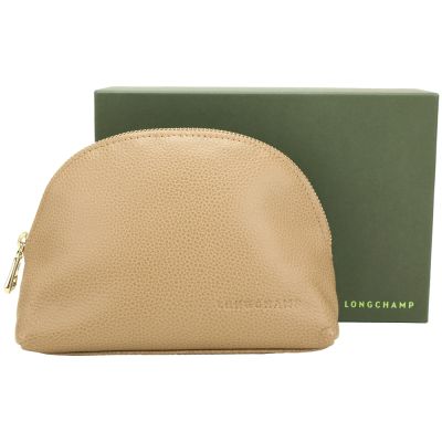 LONGCHAMP Le Foulonne 奔馬字母荔紋牛皮半月萬用手拿包(駝色)