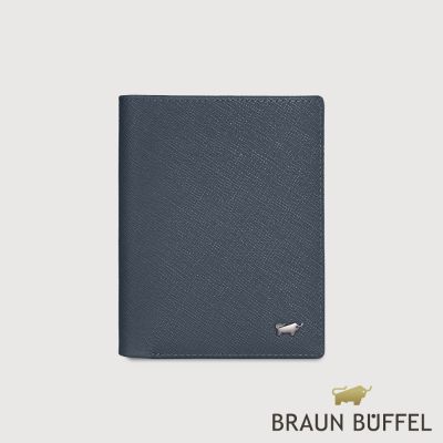 【BRAUN BUFFEL 德國小金牛】台灣總代理 HOMME-P 12卡直立中夾-藍色/BF598-359-NY