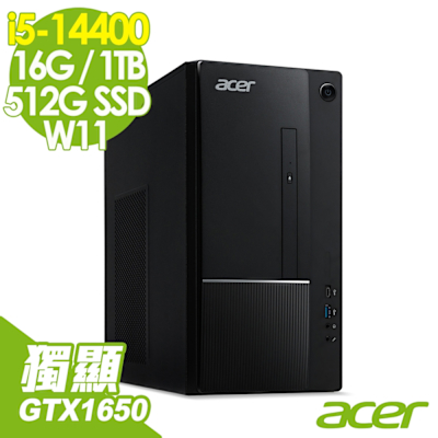 Acer 宏碁 Aspire TC-1775 家用電腦 (i5-14400/16G/1TB+512G SSD/GTX1650-4G/W11)