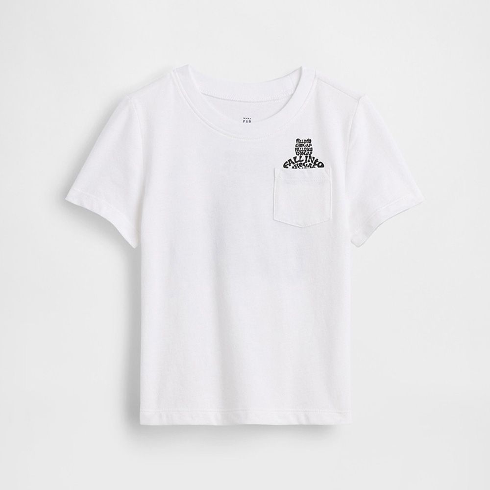 【GAP】babyGap 布萊納小熊口袋T恤-黑色/粉色/綠色調/制服深藍/白色(899640) (白色)