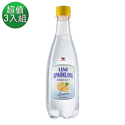 UNI SPARKLING檸檬風味氣泡水 PET(500mlx24入/箱) 超值3入組(1+2 共72入)