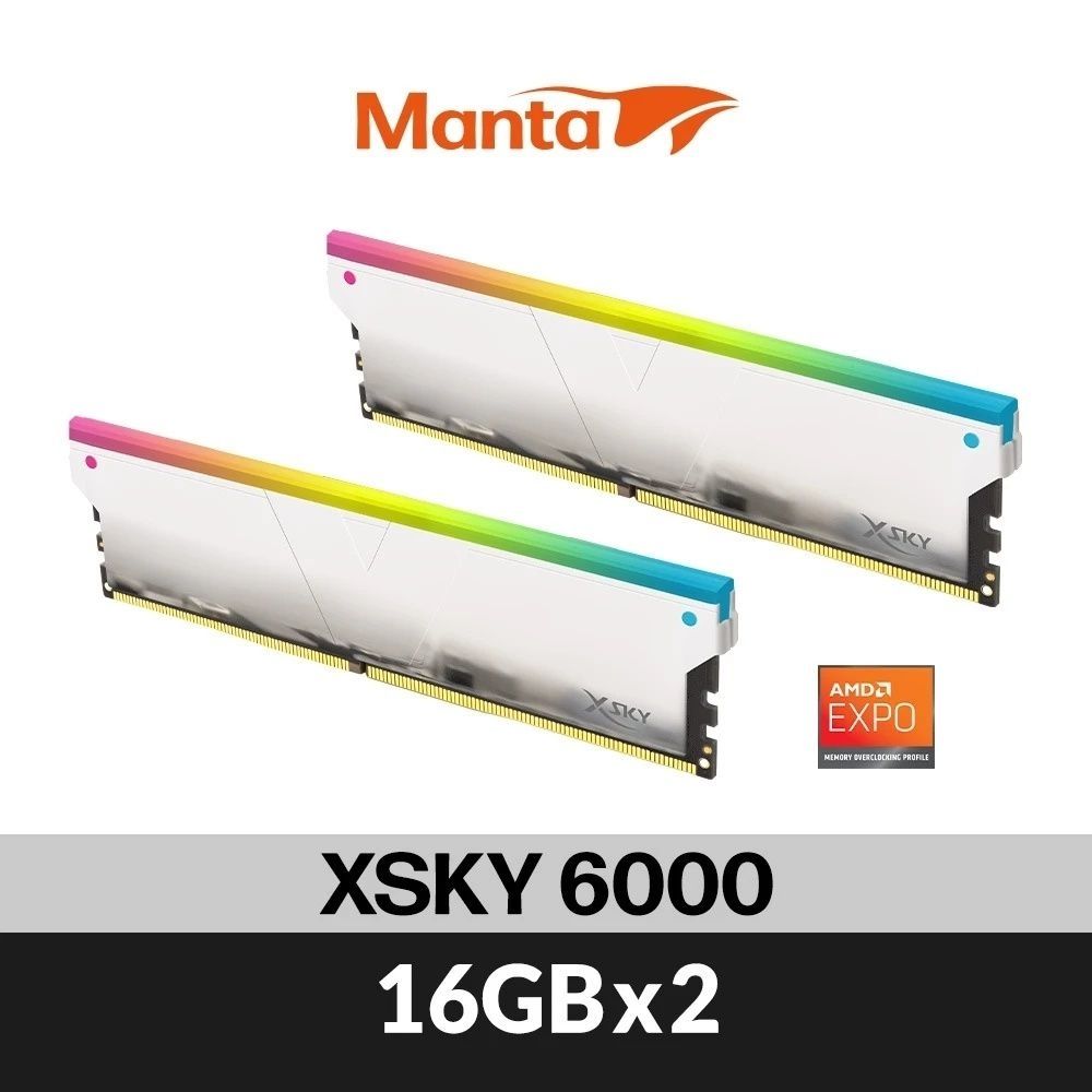 v-color全何Manta Xsky系列DDR5 6000 32G(16GX2) AMD EXPO 白RGB CL36