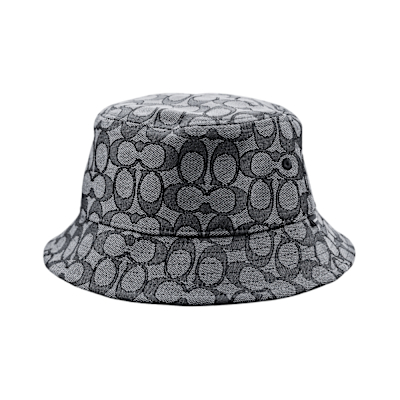 COACH黑灰C Logo棉質漁夫帽