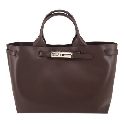 LONGCHAMP LE SMART系列小牛皮可調式竹扣手提包(摩卡)