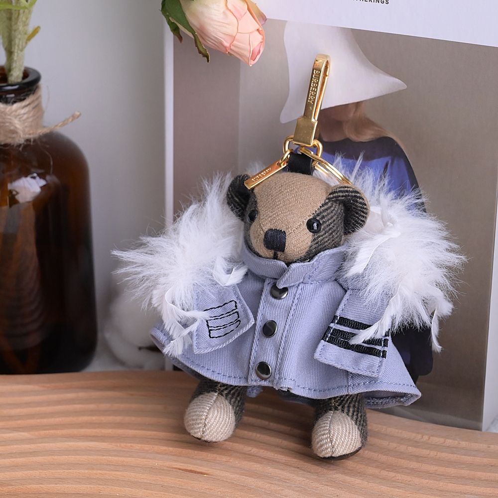 BURBERRY Thomas 經典風衣小熊鑰匙圈吊飾(藍)