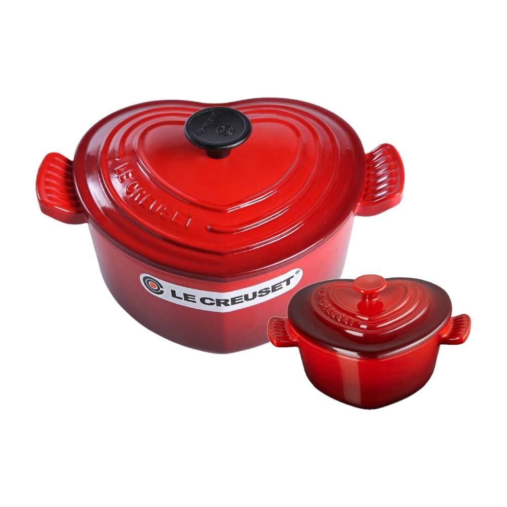 618組合】Le Creuset 愛心鑄鐵鍋20cm + 飛翔愛心烤盅愛心鍋湯鍋燉鍋