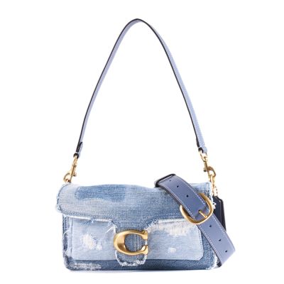 COACH 專櫃款 TABBY26 丹寧布拼綴肩背/斜背二用包-藍色