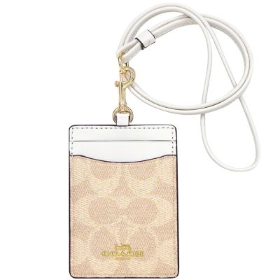 COACH 奶茶色大C PVC識別證件夾