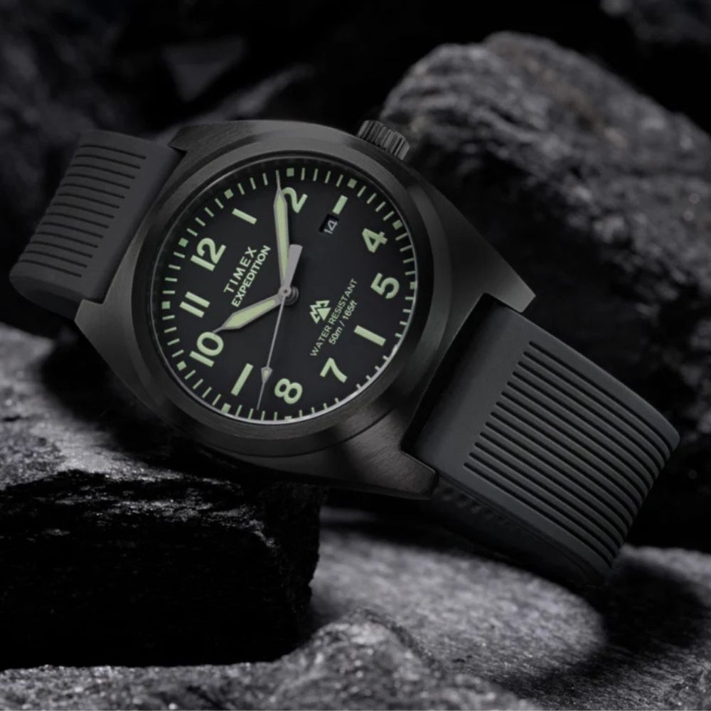 TIMEX 天美時 遠征系列  39毫米 簡潔錶盤 夜光指針 矽膠錶帶腕錶(黑 TXTW2Y18100)