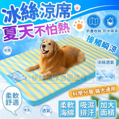 加大加厚寵物涼席睡墊 冰絲降溫貓咪涼墊 80x60cm 狗窩/