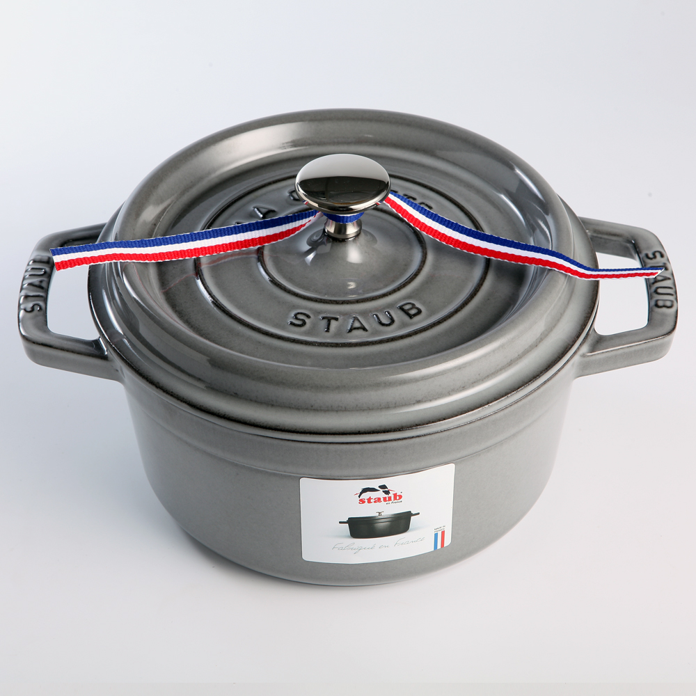Staub 圓形鑄鐵鍋24cm 3.7L 石墨灰法國製湯鍋燉鍋(電磁爐IH爐可用