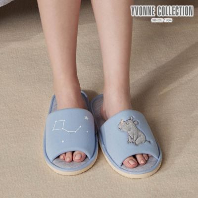 YVONNE 以旺傢飾 犀牛開口室內拖鞋-雲朵藍（M/L）