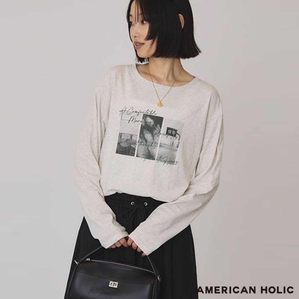 〔AMERICAN HOLIC〕圖騰/LOGO印花圓領T恤