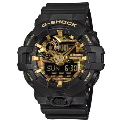 CASIO卡西歐 G-SHOCK Bold Camo 系列 街頭迷彩 街頭時尚 黑色 GA-700CF-1A 53.4mm