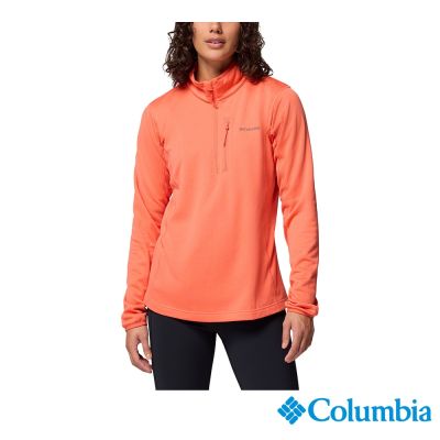 Columbia 哥倫比亞 女款-快排半開襟刷毛長袖上衣-Essential Hike熱情紅 UAK89230HP/JF
