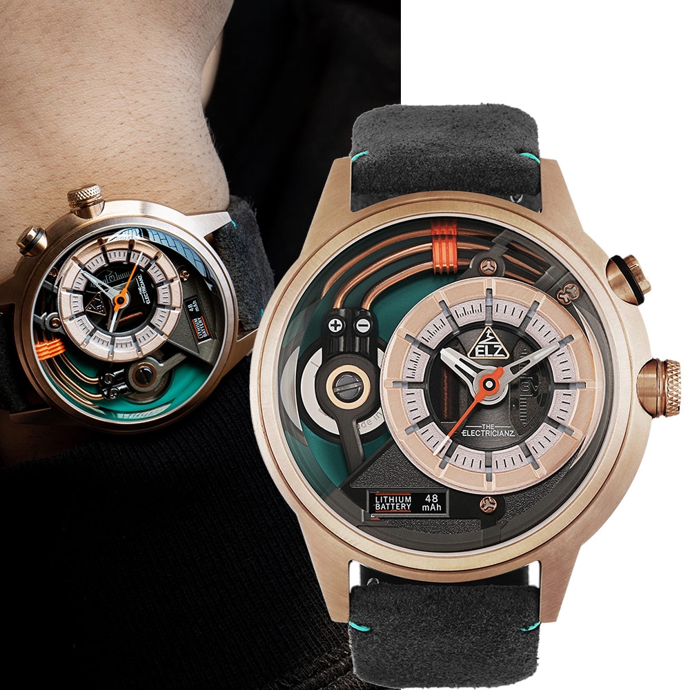 THE ELECTRICIANZ  Steel Cazino 45mm玫瑰金色 獨家電路發光手錶-ZZ-A3C/04-CLC