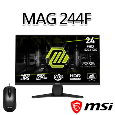 【滑鼠組】msi微星 MAG 244F 23.8吋 電競螢幕 (23.8 /1920x1080/16:9/200Hz)