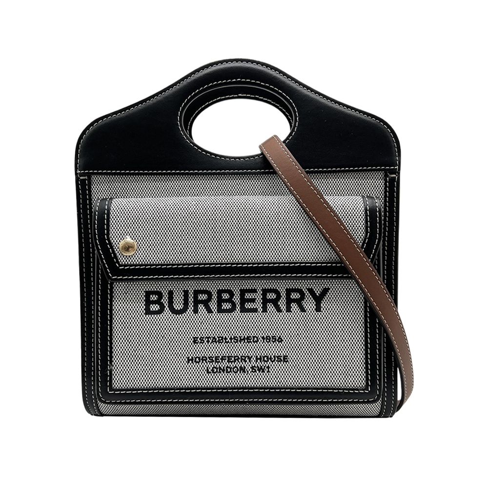 展示品 Burberry 博柏利 Pocket 帆布手提/斜背口袋包-小(8039363-黑灰)