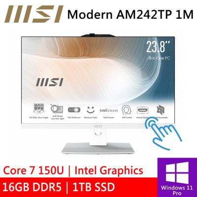 MSI微星 微星 Modern AM242TP 1M-1061TW 24型 白(Core 7 150U/16G/1TB SSD/W11P/十點觸控)