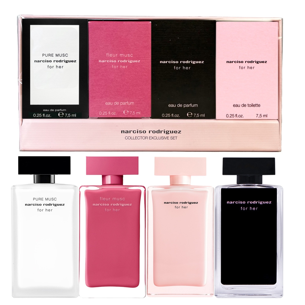 Narciso Rodriguez 經典小香禮盒7.5ml X4入組- (純粹繆思+for her+桃色