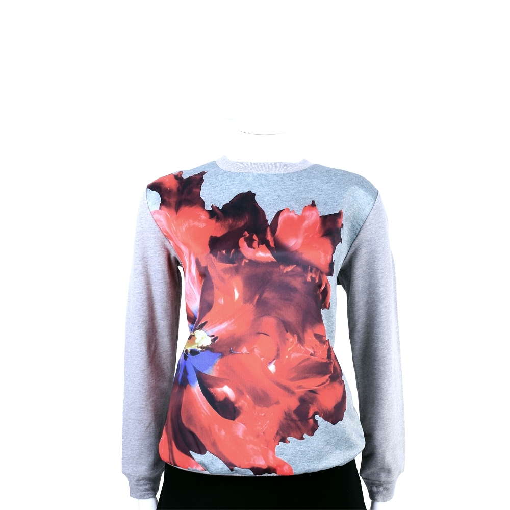 MaxMara副牌-SPORTMAX 印花長袖上衣-多款可選 (灰色紅花圖印)