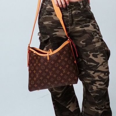 LOUIS VUITTON路易威登 Louis Vuitton LV路易威登 Carryall PM 帆布飾邊肩背包(M46203-咖)